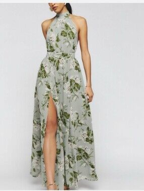 Reformation Andee Floral Halter Maxi Dress Tea Garden Sz 10